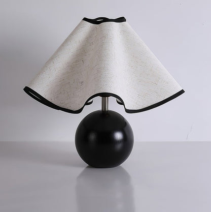 Coastal Wave-Inspired Table Lamp with Wooden Base