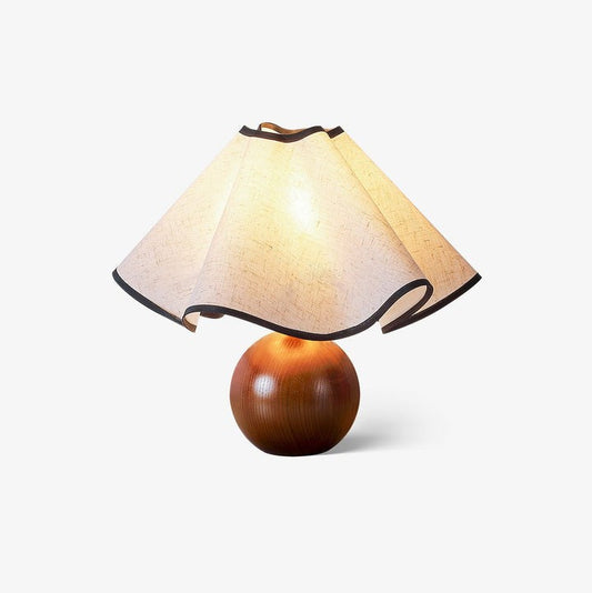 Coastal Wave-Inspired Table Lamp with Wooden Base