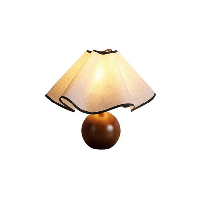 Coastal Wave-Inspired Table Lamp with Wooden Base