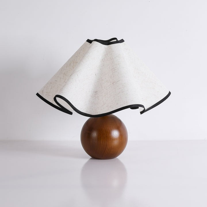 Coastal Wave-Inspired Table Lamp with Wooden Base