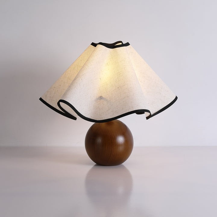 Coastal Wave-Inspired Table Lamp with Wooden Base