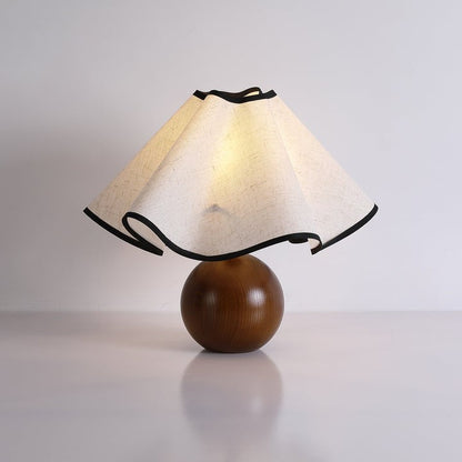 Coastal Wave-Inspired Table Lamp with Wooden Base