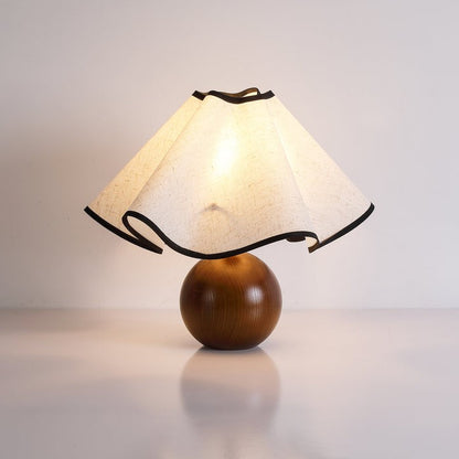 Coastal Wave-Inspired Table Lamp with Wooden Base