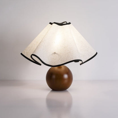 Coastal Wave-Inspired Table Lamp with Wooden Base
