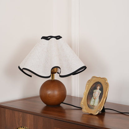 Coastal Wave-Inspired Table Lamp with Wooden Base
