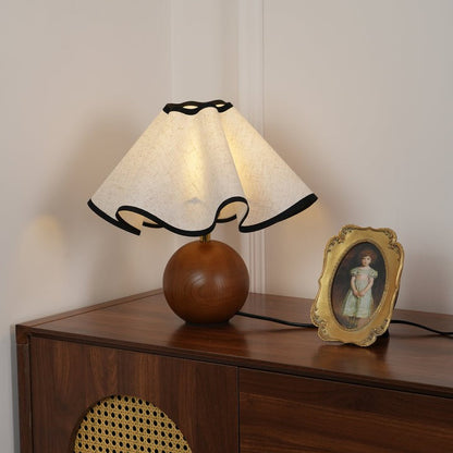 Coastal Wave-Inspired Table Lamp with Wooden Base
