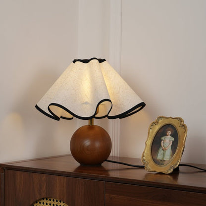 Coastal Wave-Inspired Table Lamp with Wooden Base