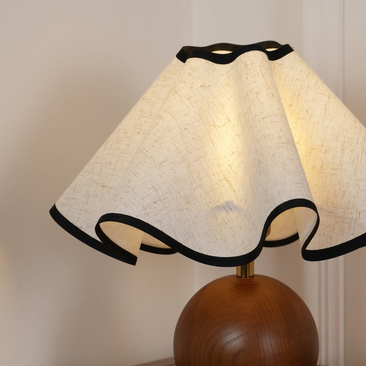 Coastal Wave-Inspired Table Lamp with Wooden Base