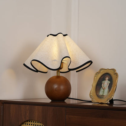 Coastal Wave-Inspired Table Lamp with Wooden Base