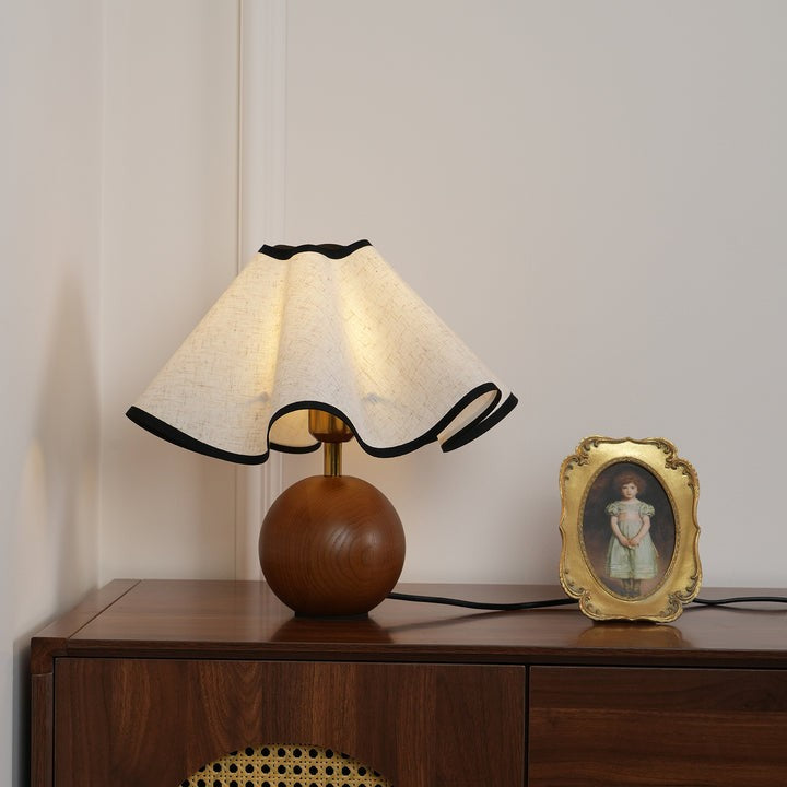 Coastal Wave-Inspired Table Lamp with Wooden Base