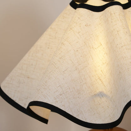 Coastal Wave-Inspired Table Lamp with Wooden Base