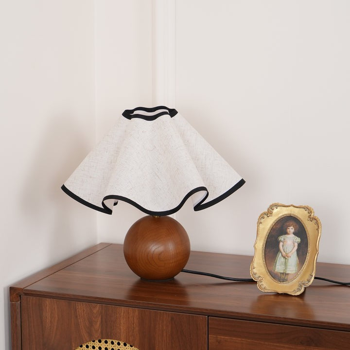Coastal Wave-Inspired Table Lamp with Wooden Base