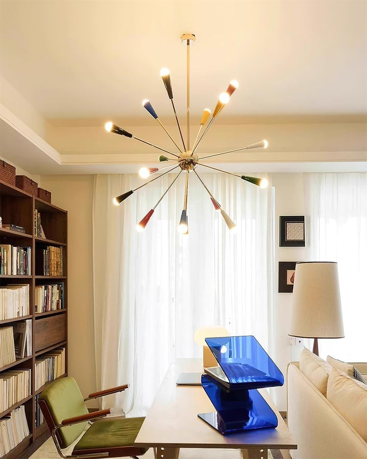 Colorburst Starburst Mid-Century Chandelier