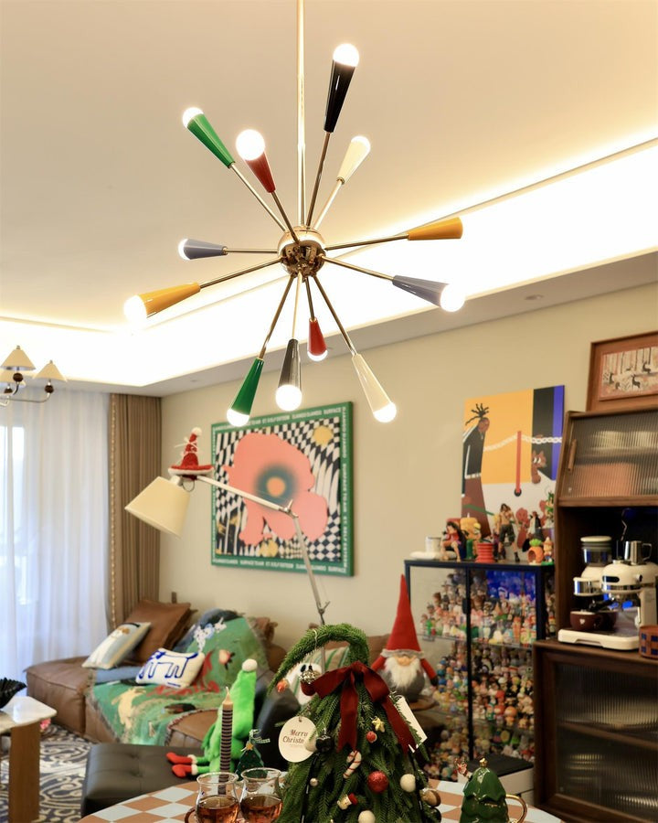 Colorburst Starburst Mid-Century Chandelier