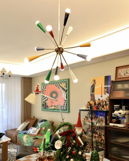 Colorburst Starburst Mid-Century Chandelier