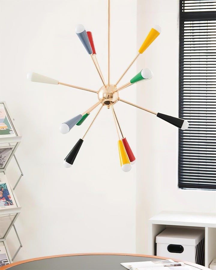 Colorburst Starburst Mid-Century Chandelier