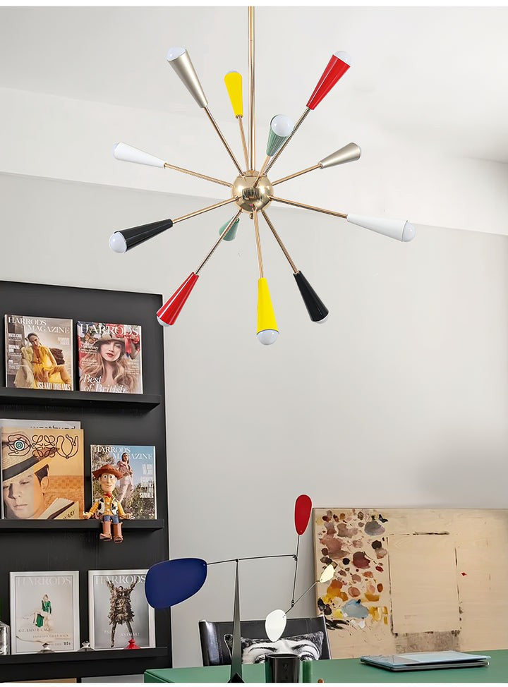 Colorburst Starburst Mid-Century Chandelier