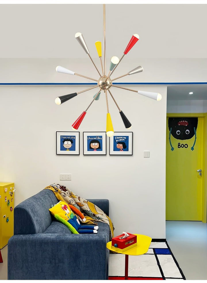 Colorburst Starburst Mid-Century Chandelier