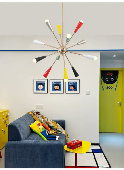 Colorburst Starburst Mid-Century Chandelier