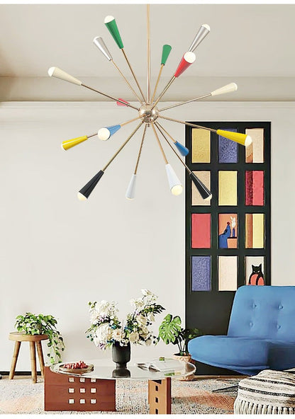 Colorburst Starburst Mid-Century Chandelier
