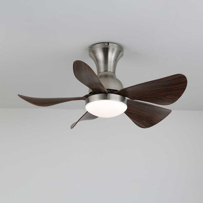 Compact LED Ceiling Fan Light with Reversible Motor & Wood Grain Finish