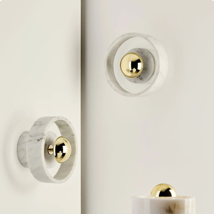 Concentric Marble Wall Sconce with Gold LED Glow