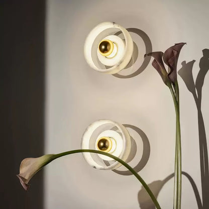 Concentric Marble Wall Sconce with Gold LED Glow