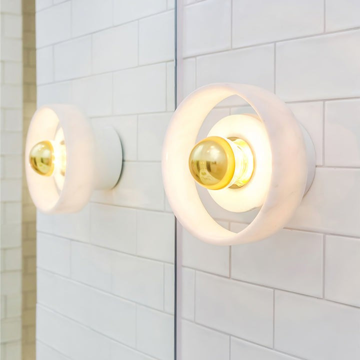 Concentric Marble Wall Sconce with Gold LED Glow