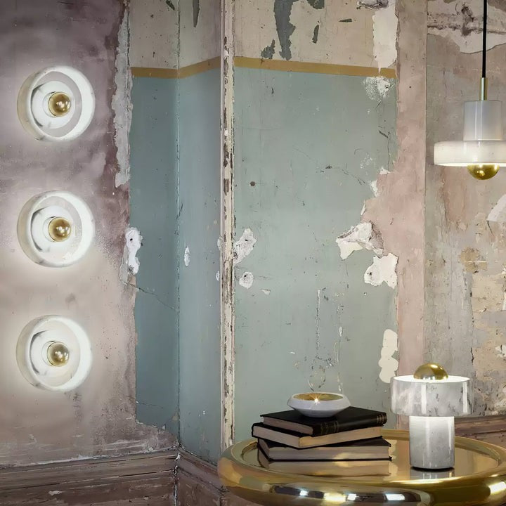 Concentric Marble Wall Sconce with Gold LED Glow