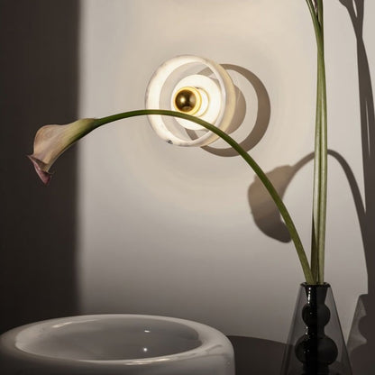 Concentric Marble Wall Sconce with Gold LED Glow