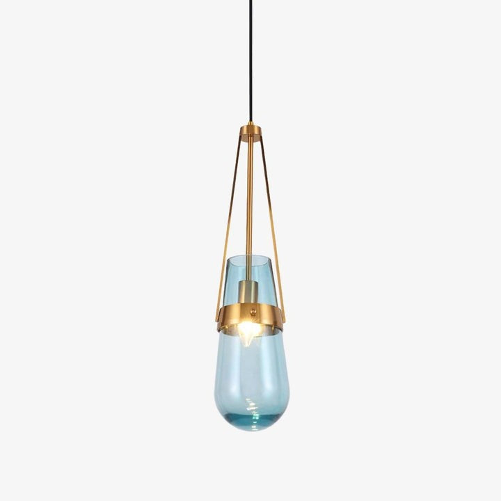 Contemporary Blue & Clear Glass Ceiling Pendant Light