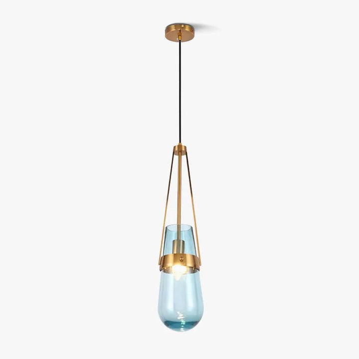 Contemporary Blue & Clear Glass Ceiling Pendant Light