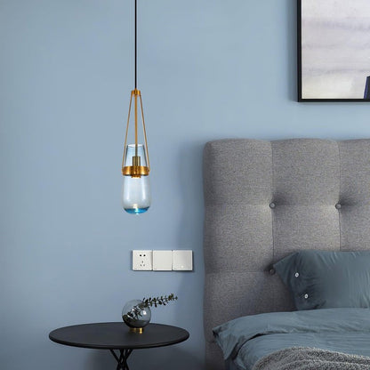 Contemporary Blue & Clear Glass Ceiling Pendant Light