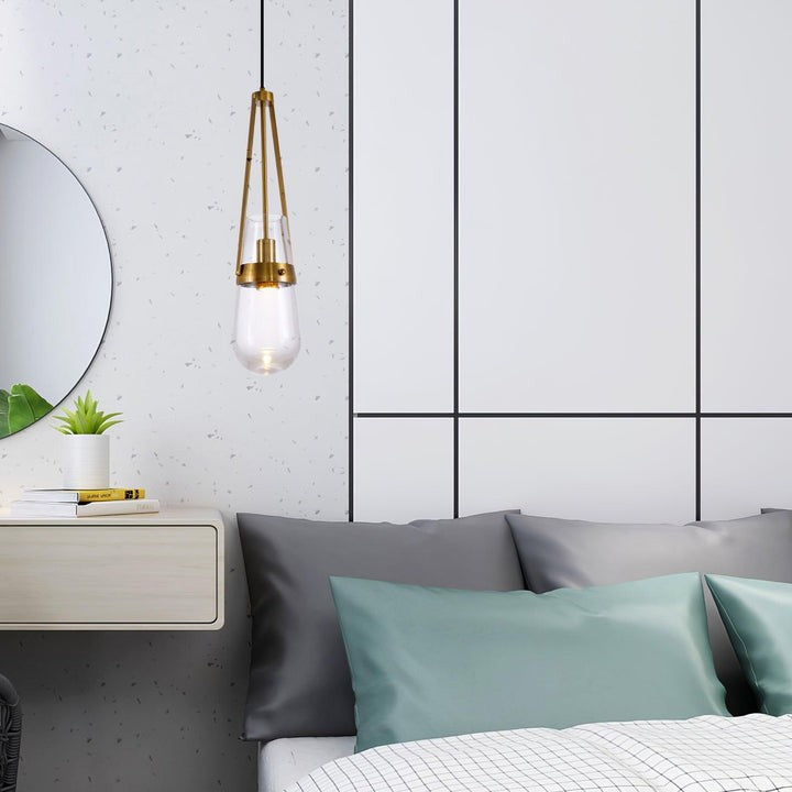 Contemporary Blue & Clear Glass Ceiling Pendant Light