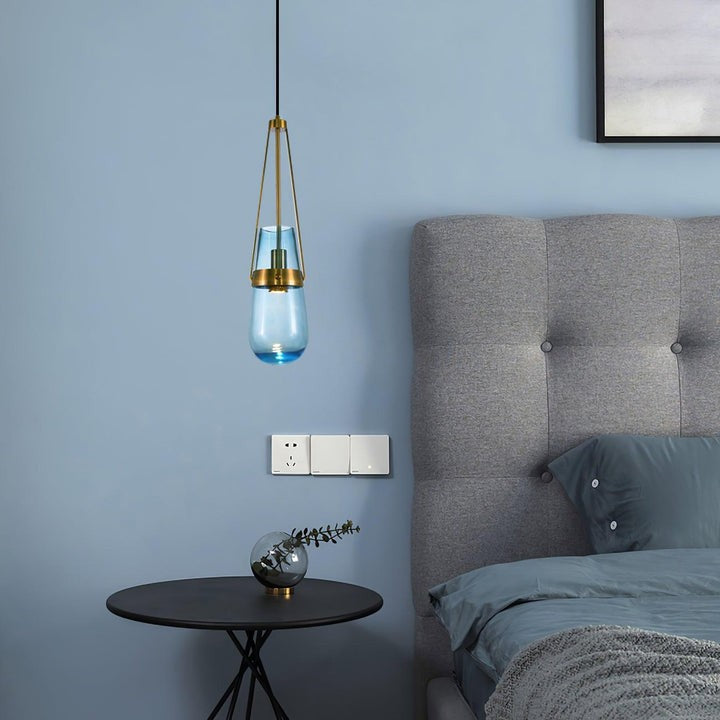 Contemporary Blue & Clear Glass Ceiling Pendant Light