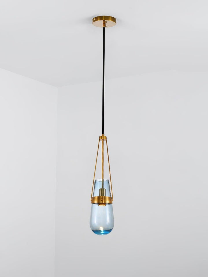Contemporary Blue & Clear Glass Ceiling Pendant Light