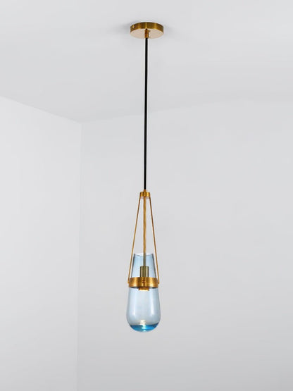 Contemporary Blue & Clear Glass Ceiling Pendant Light