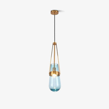 Contemporary Blue & Clear Glass Ceiling Pendant Light