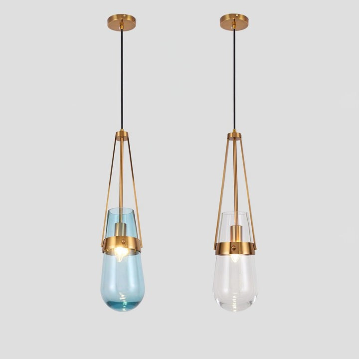 Contemporary Blue & Clear Glass Ceiling Pendant Light