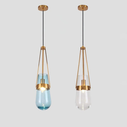Contemporary Blue & Clear Glass Ceiling Pendant Light