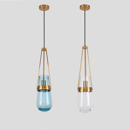 Contemporary Blue & Clear Glass Ceiling Pendant Light
