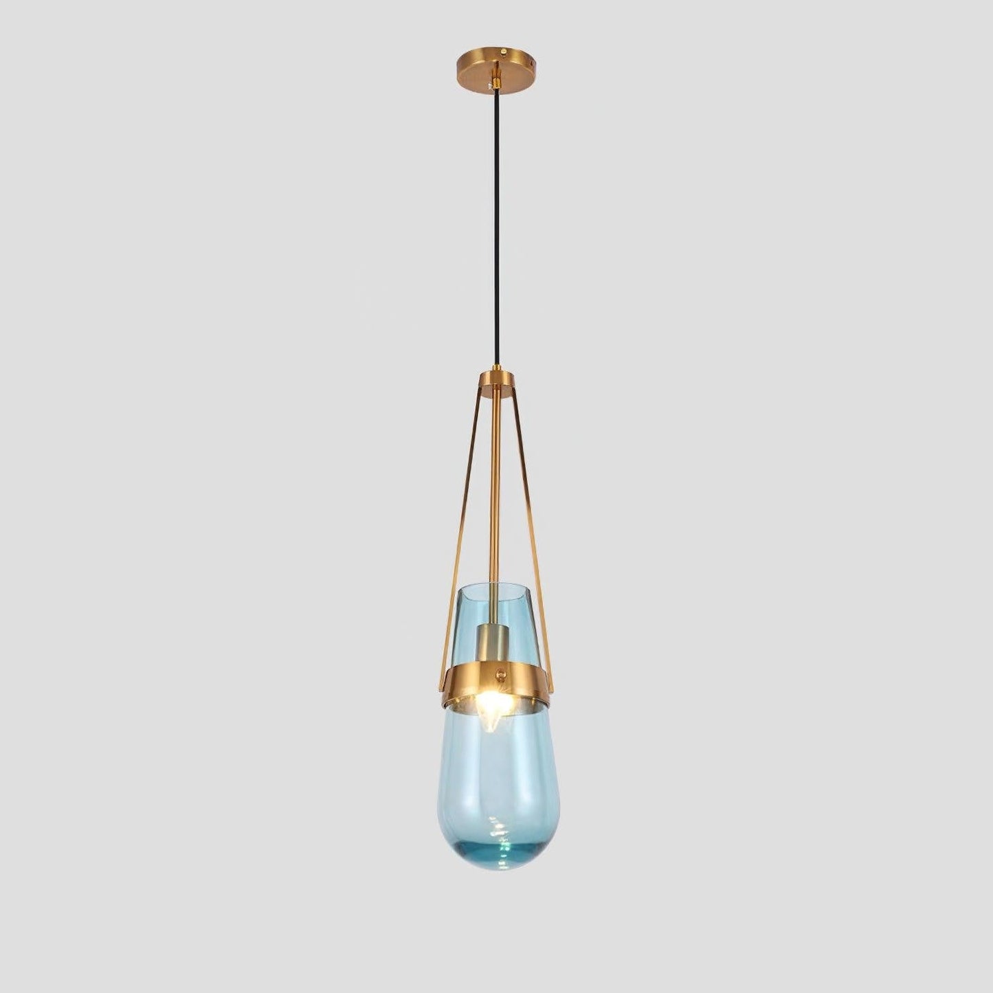 Contemporary Blue & Clear Glass Ceiling Pendant Light