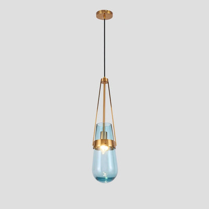 Contemporary Blue & Clear Glass Ceiling Pendant Light