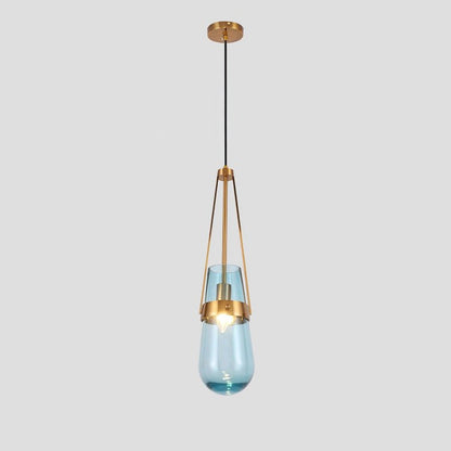 Contemporary Blue & Clear Glass Ceiling Pendant Light