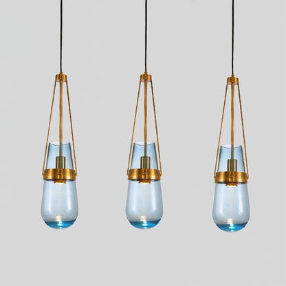Contemporary Blue & Clear Glass Ceiling Pendant Light