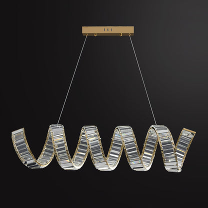 Contemporary Curved LED Crystal Chandelier