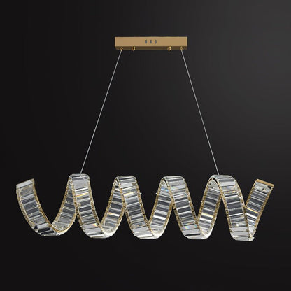 Contemporary Curved LED Crystal Chandelier