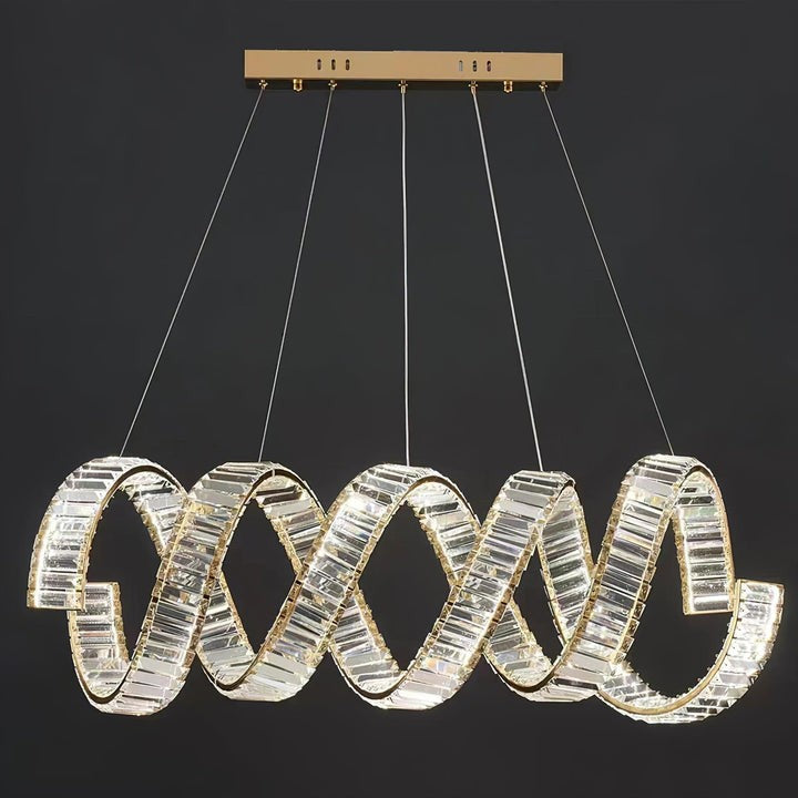 Contemporary Curved LED Crystal Chandelier