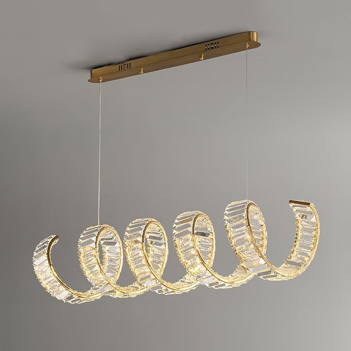 Contemporary Curved LED Crystal Chandelier
