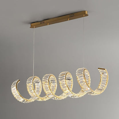 Contemporary Curved LED Crystal Chandelier